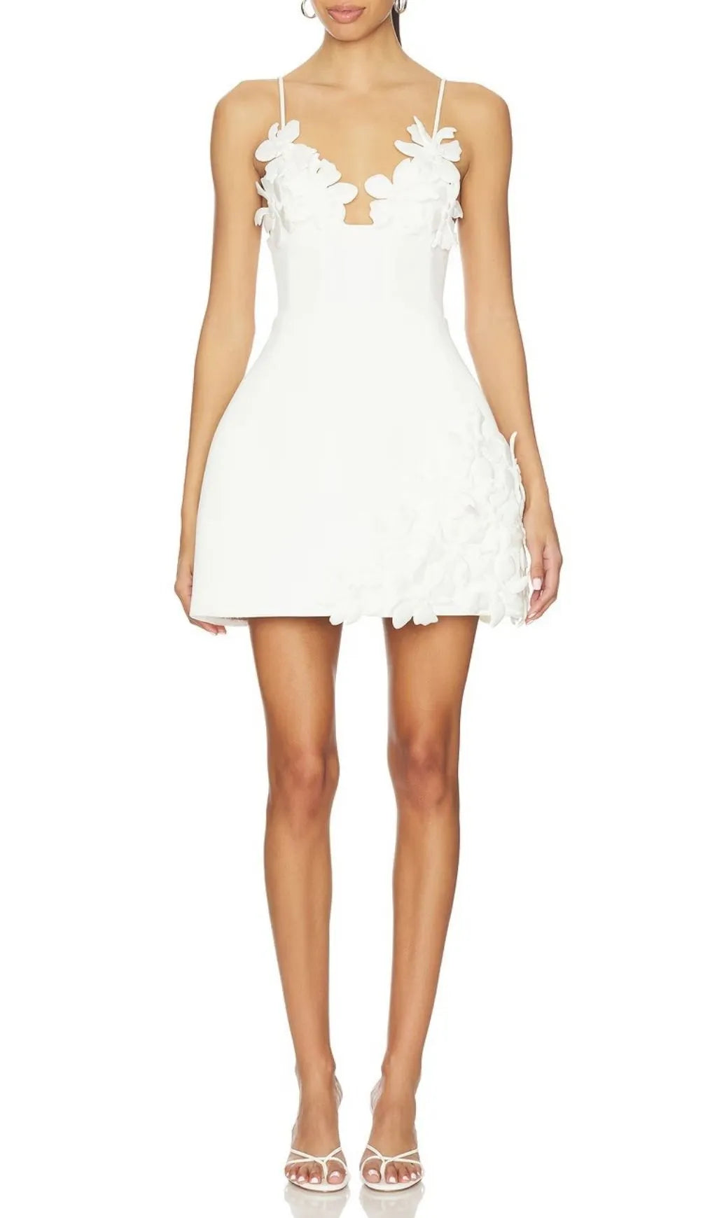Keyla White Strappy Flower Bandage Mini Dress Flowering Girl