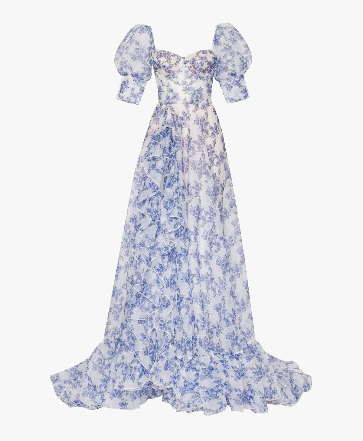 Blue Hydrangea Maxi Princess Dress Flowering Girl