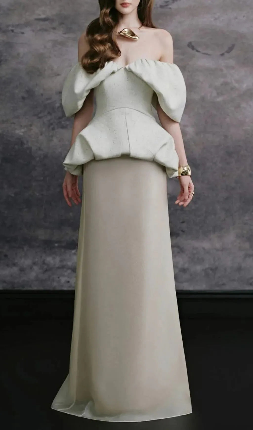 Liora Off-Shoulder Draped Top & Skirt Set Flowering Girl