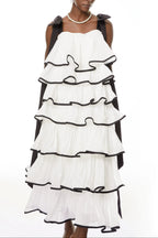 Mandy White Layer Ruffled Maxi Dress With Bows Flowering Girl