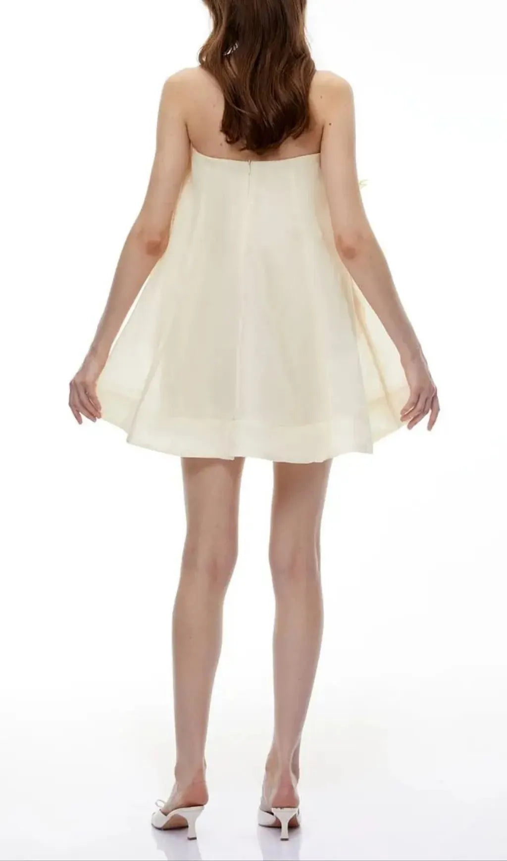 Sabrina Off-Shoulder 3D Floral Mini Dress In Yellow Flowering Girl