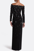Pamaria Diamante Embroidery Off Shoulder Maxi Dress Flowering Girl