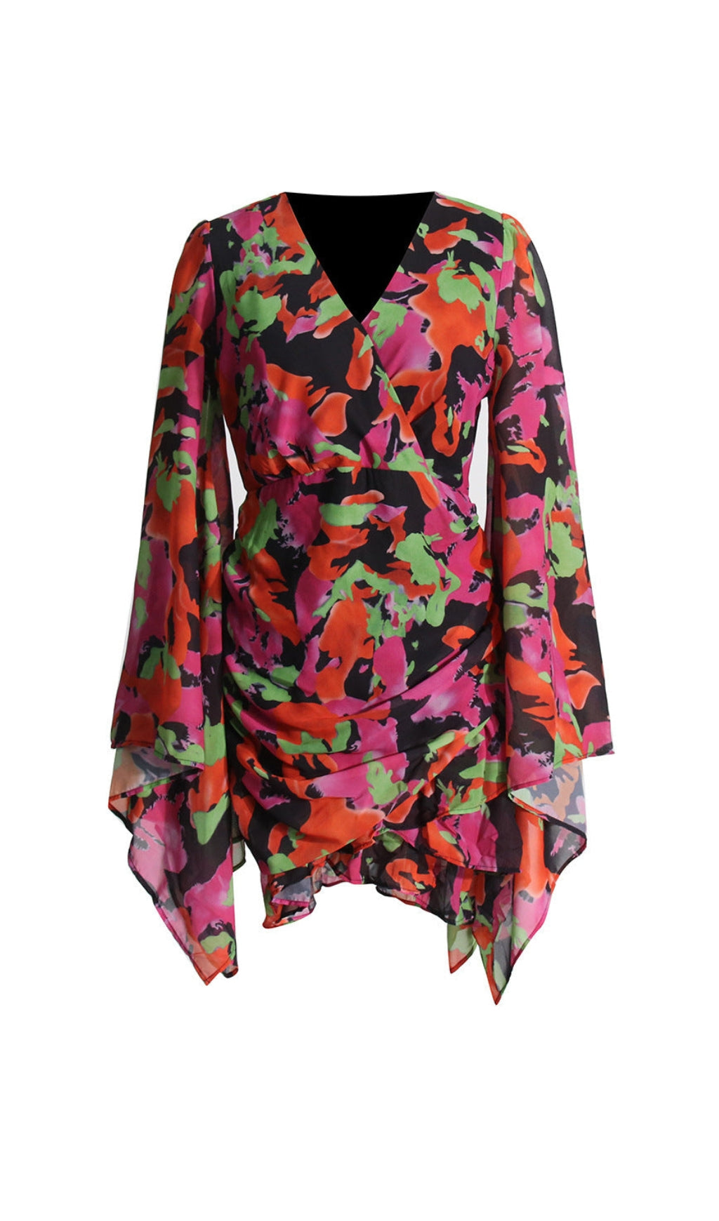 Printed Ruffle Mesh Dress Flowering Girl