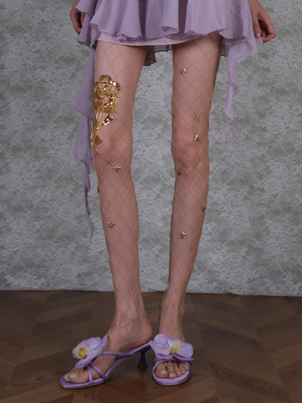 Marney Gold Flower Tights Flowering Girl