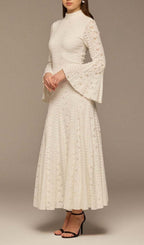 Kieu White Flared Sleeve Maxi Dress Flowering Girl