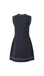 Topstitched Knit Shift Dress Flowering Girl