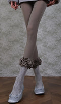 Grey Tights & Rose Lace Socks Set Flowering Girl