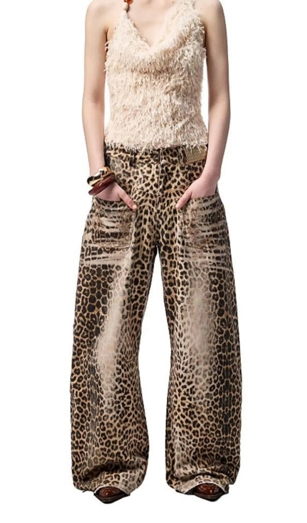 Prima Bleached Leopard Jeans Flowering Girl
