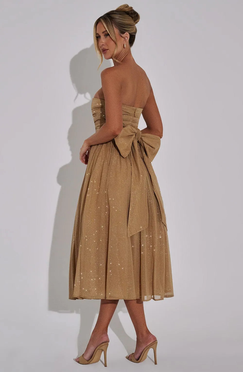 Marissa Midi Dress - Gold Sparkle Flowering Girl