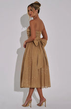 Marissa Midi Dress - Gold Sparkle Flowering Girl