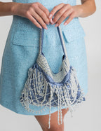 Beaded Satin Mini Bag – Blue Flowering Girl